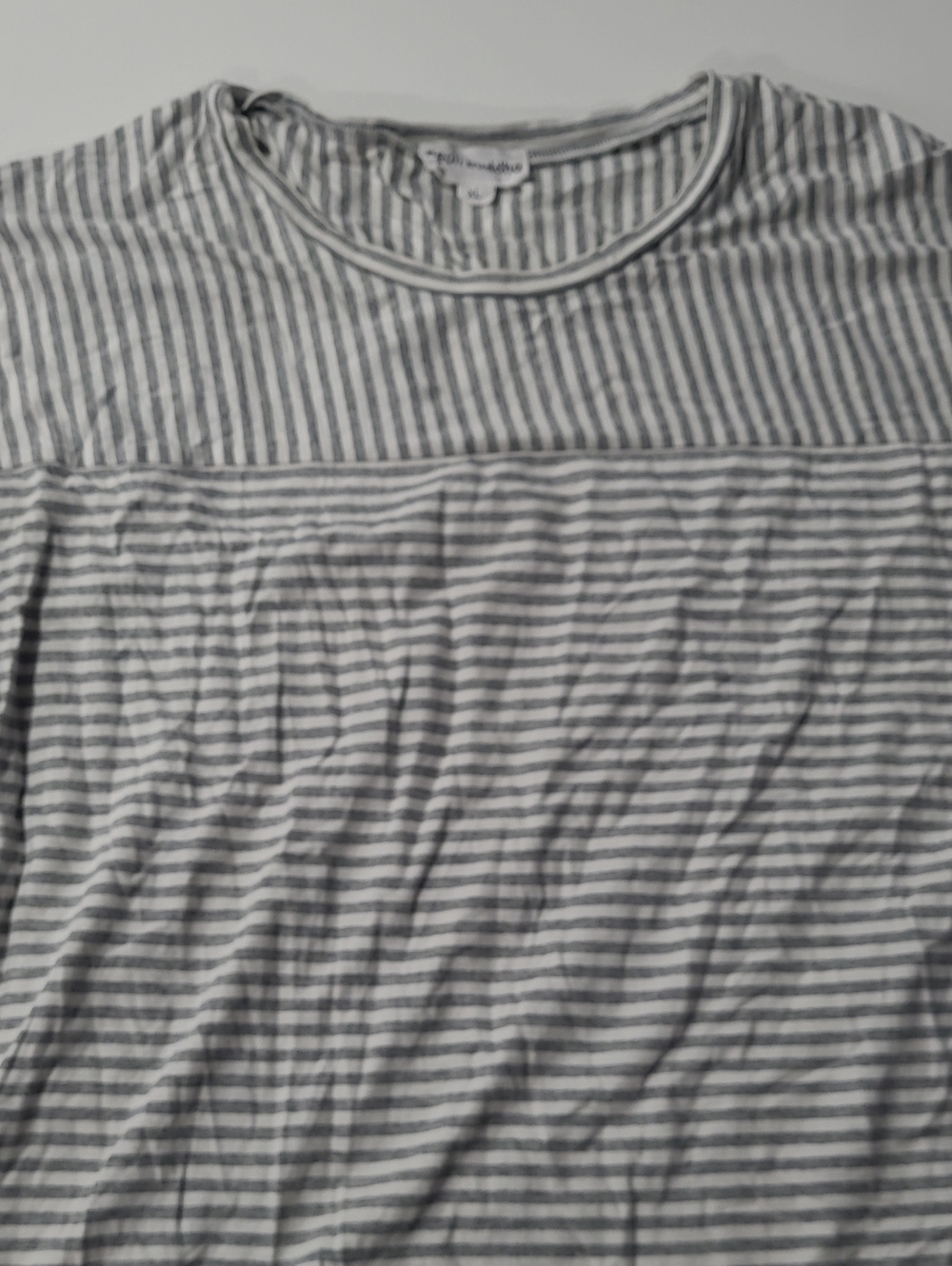 Madewell Gray and White Striped Short Sleeve Tee